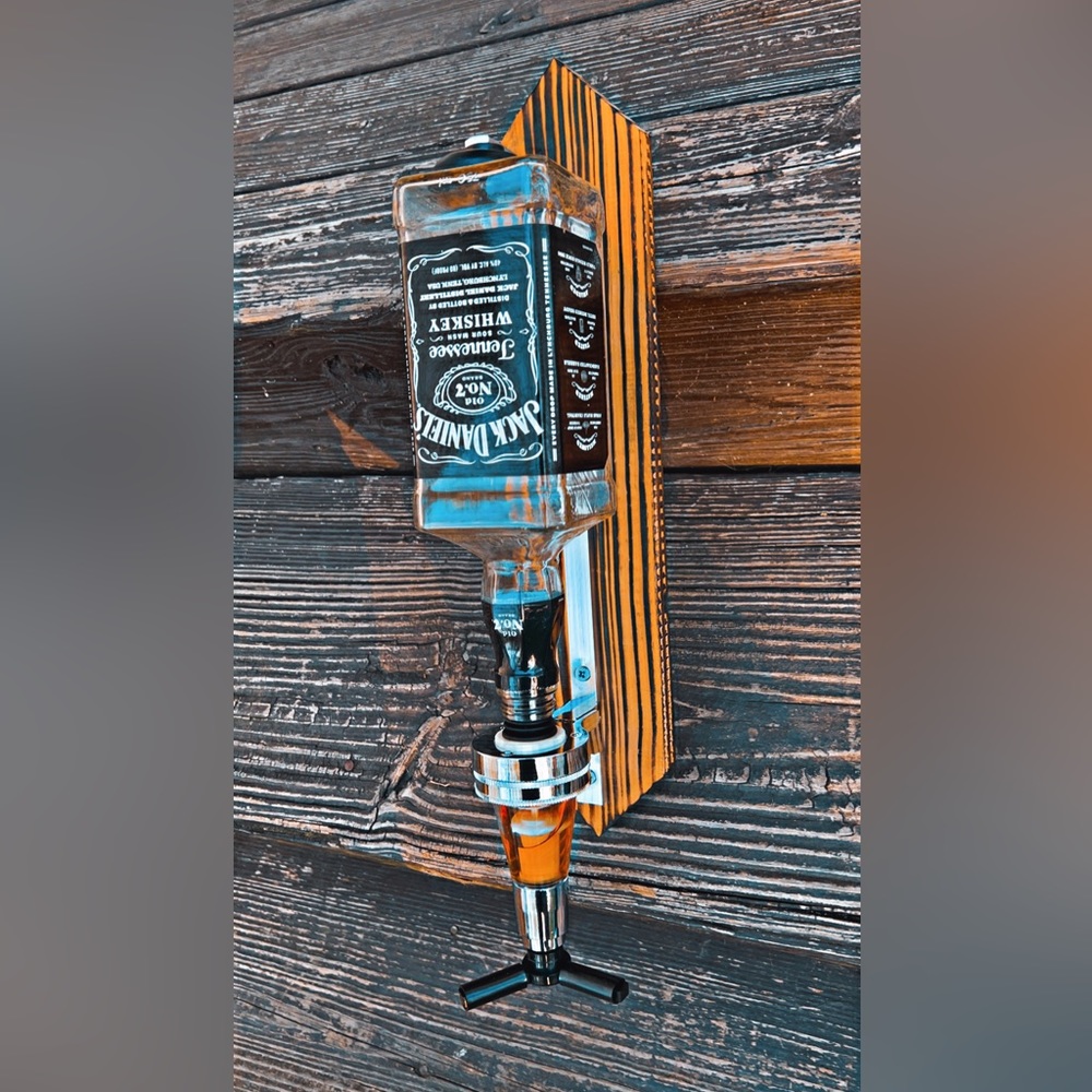 Rustic farmhouse decor . Primitive whiskey dispenser.